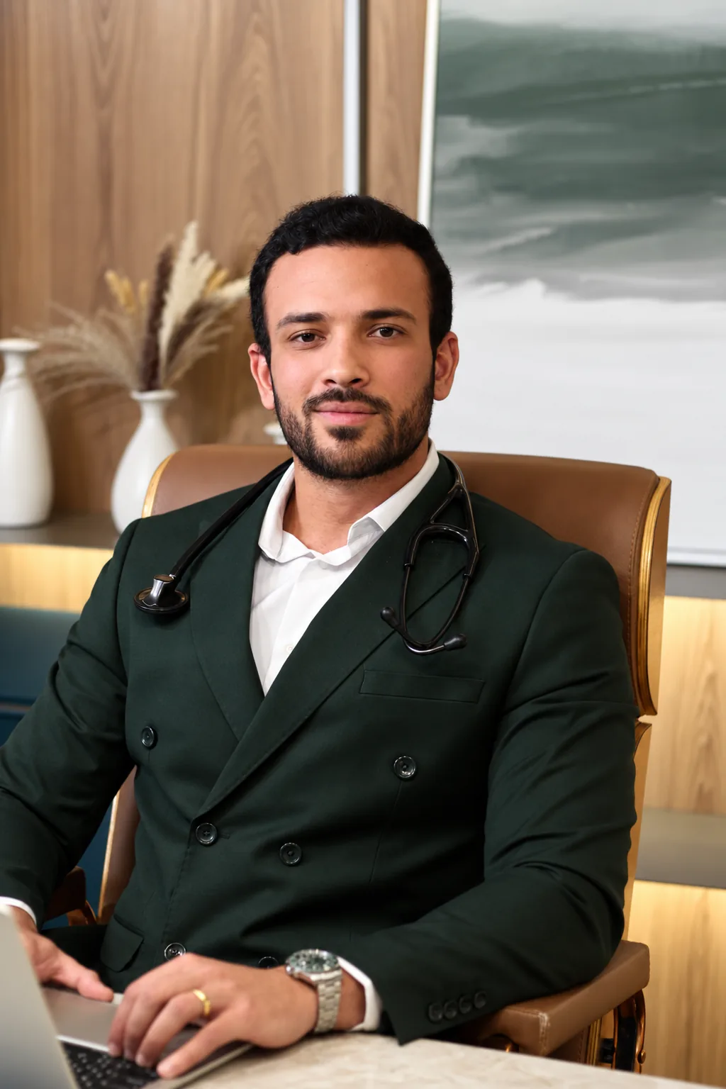 Dr. Lucas Pinheiro durante atendimento médico